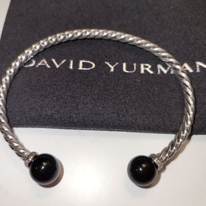 David Yurman Silver Petite Solari Black Onyx  with Pave' diamonds